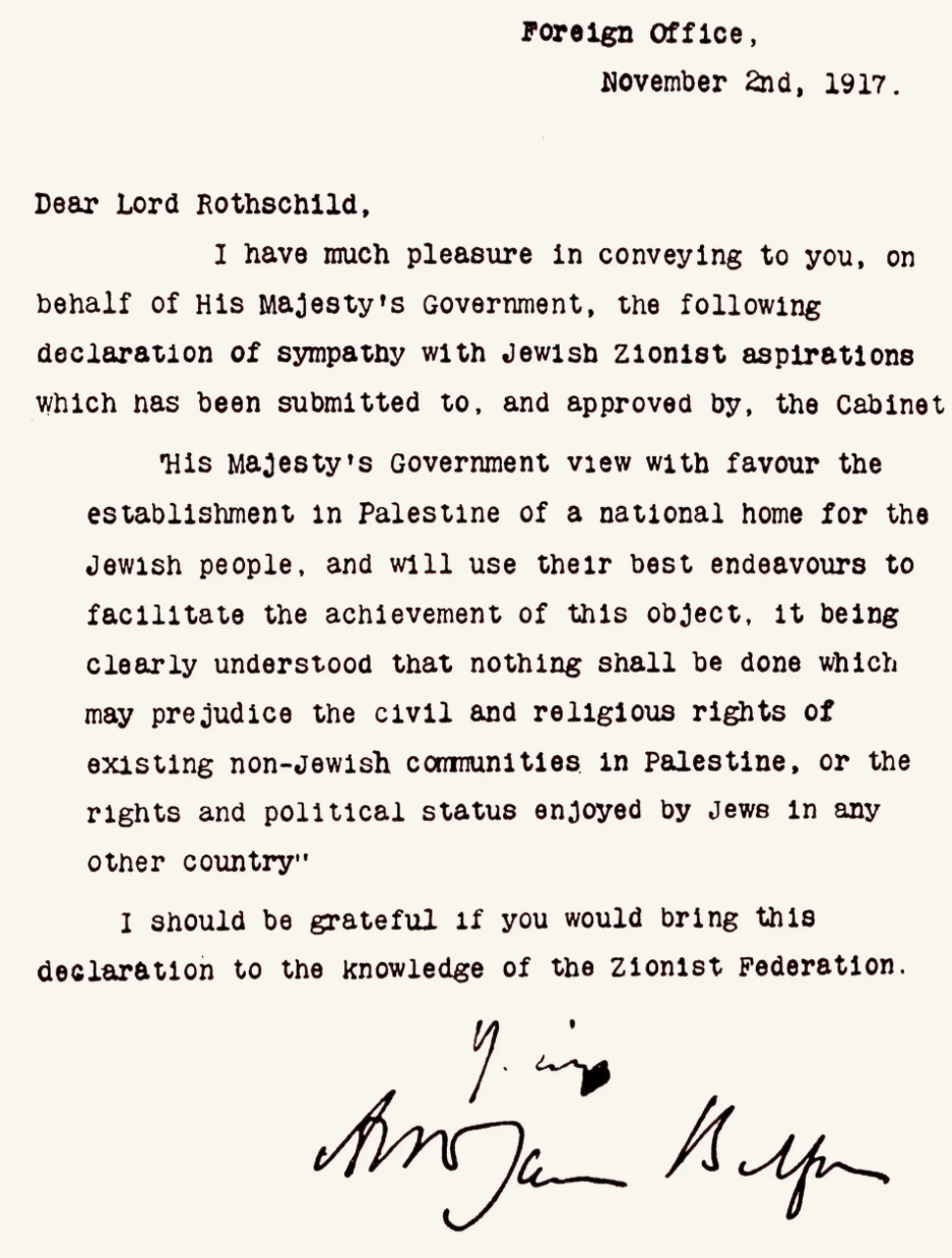 The Balfour declaration